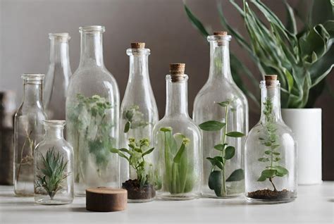 Glass Bottles With Green Plants Free Stock Photo - Public Domain Pictures