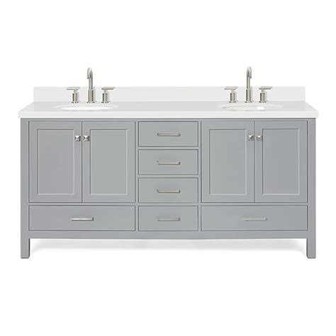 Buy ARIEL 73" Inch Grey Double Vanity with Pure White Quartz Countertop ...