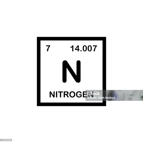 Nitrogen Chemical Element Nitrogen Icon Or Sign In The Periodic Table N Chemical Sign Vector ...