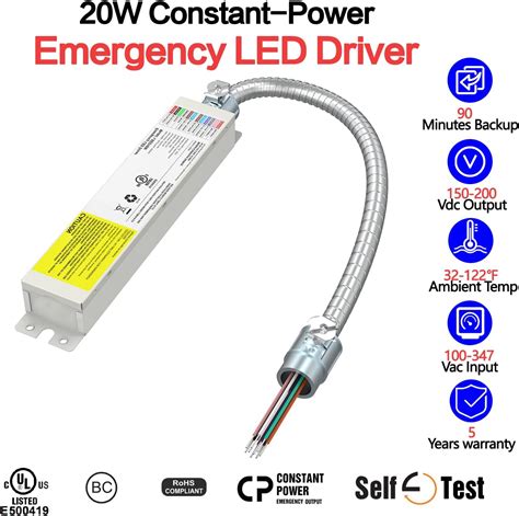 Buy 20W LED Emergency Light Driver 100-247V AC, 175V DC Rechargeable ...