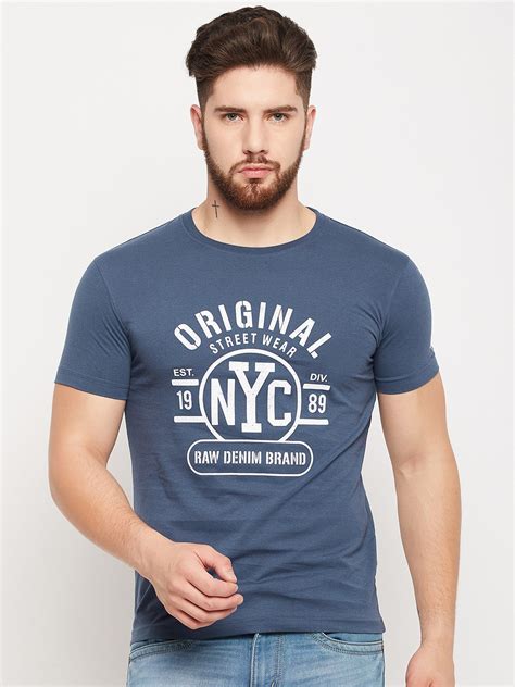 Men Blue Round Neck T-Shirt – Cantabil