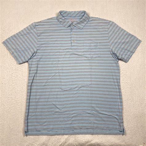 Peter Millar Polo Shirt Mens Large Blue Striped... - Depop