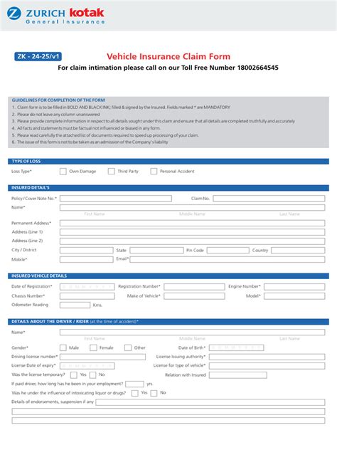 Image result for Auto Insurance Claim Form