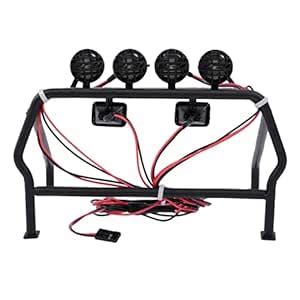 JAZZY PEARLS® RC Car Roof Rack Roll Cage Bucket with 6 LED Lights for 1 ...