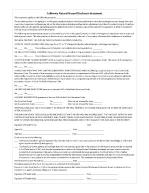 Natural Hazard Disclosure - Fill and Sign Printable Template Online