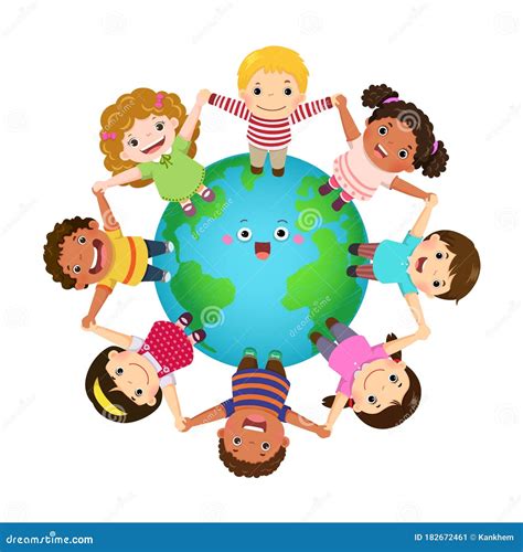 世界各地的多元文化的孩子们携手合作 儿童节快乐 向量例证. 插画 包括有 友谊, 子项, 幼稚园, 环境 - 182672461