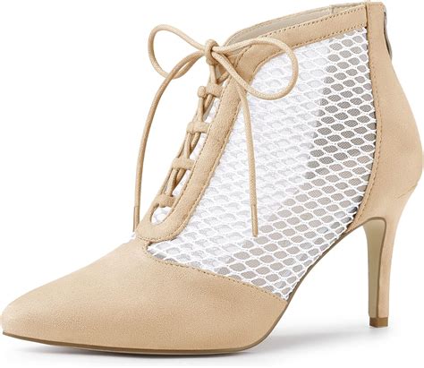 Allegra K Mesh Lace-Up Stiletto Ankle Boots for Women India | Ubuy