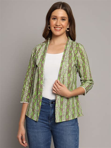 Green Cotton Jacket Shrug – Decked Up