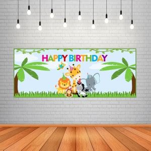 The Party Shoppy Birthday Decoration Jungle Animals Theme Background ...