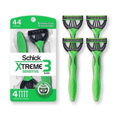 Schick Xtreme 3 Blade Disposable Razors for Men, 4 Ct, Men's Sensitive ...