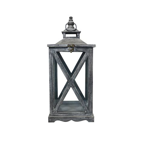 Square Shaped Mango Wood Lantern with Clear Glass | Home Decor – Metalsmith