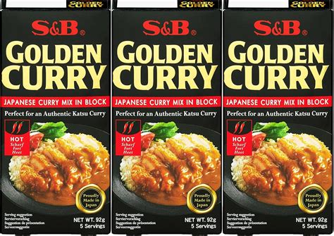 S&B Golden Curry Japanese Curry Sauce Mix HOT 92g - PACK OF 3 : Amazon ...