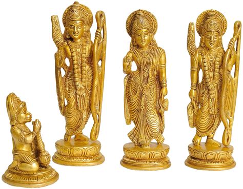 Buy AONA Brass Lord Ram Parivar/God Ram Laxman Janki Family Idol Statue ...