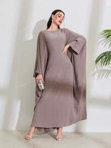 One Piece Women's Solid Batwing Sleeve Long Dress Elegant Long Sleeve ...