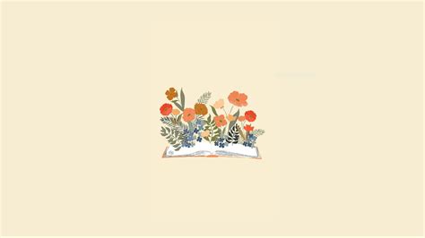 flowers growing out of a book, minimalistic, background for computer ...