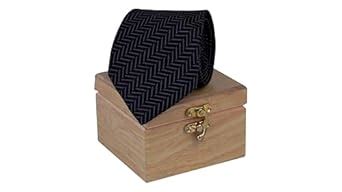 Buy THE DELHI LOOM Zig Zag Premium Black Grey Necktie in a Wooden Box ...