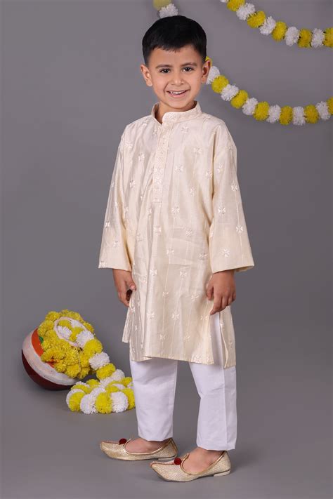 Buy Cream Kids Kurta Set Online at Best Price | Veshbhoshaa