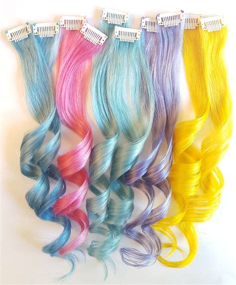 RAINBOW UNICORN MERMAID Clip in Pastel Hair Extensions - Etsy | Unicorn ...