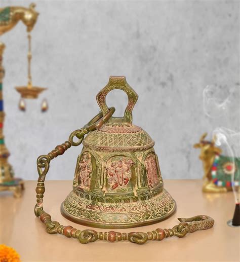 Brass Hanuman Hanging Bell with Ram Darbar Temple Hanging Bell (Height ...