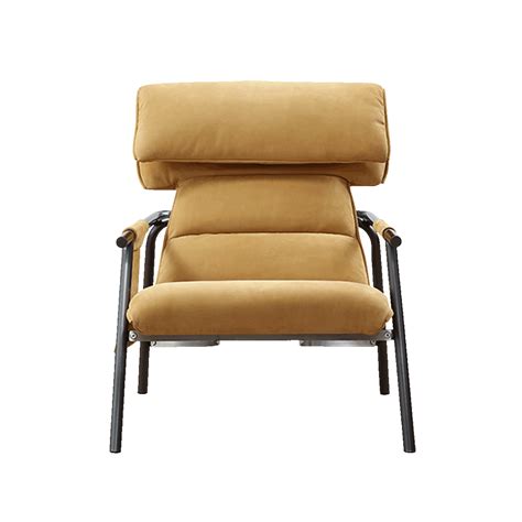 黄色皮质方脚 躺椅易默拉模特椅Henrik Pedersen设计 地产样品房 家用商用家具设计