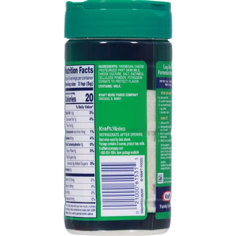 Kraft Parmesan Cheese Nutrition Facts at Elissa Thomas blog