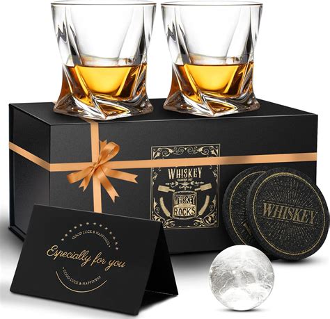 KAQ Whiskey Glasses, Whisky Glasses Set of 2, 320ml Lead-Free Crystal ...