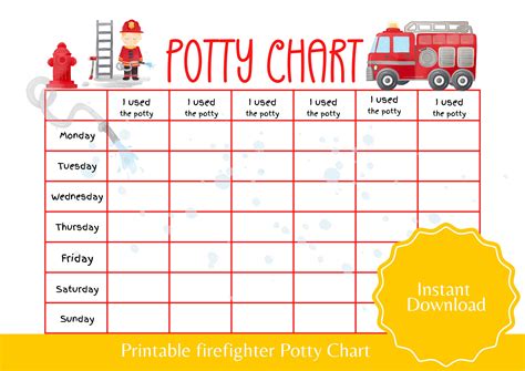 Firetruck Potty Chart Printable for Boy Toilet Training Chart Potty ...