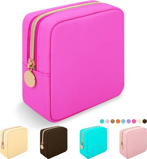 Amazon.com: Hot Pink Makeup Bag Nylon Mini Makeup Bag, Preppy Small ...