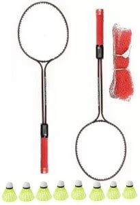 COMPASS Badminton Set 2 Racquet with 8 Shuttle Badminton Kit with ...
