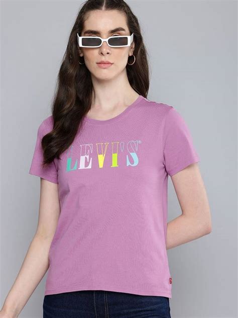 LEVI'S Printed Women Round Neck Purple T-Shirt - Buy LEVI'S Printed ...