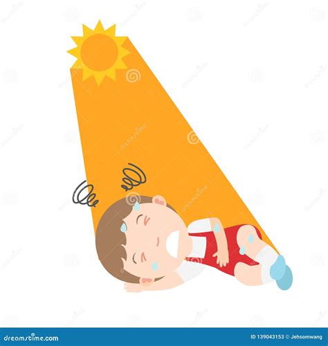Heat Stroke,child Having Headache and Fever Stock Vector - Illustration ...