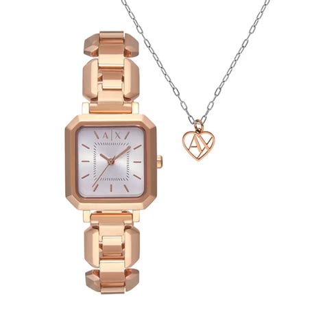 Armani Exchange Silver Dial Analog Women Watch With Pendant Necklace A ...