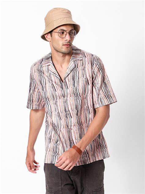 Vertical Swirl Lines Oversized Cotton Shirt – SAVVAO