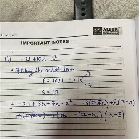 (i) -21 +10r-r² factorise step by stepanswer is -(r-7) (r-3) - Brainly.in