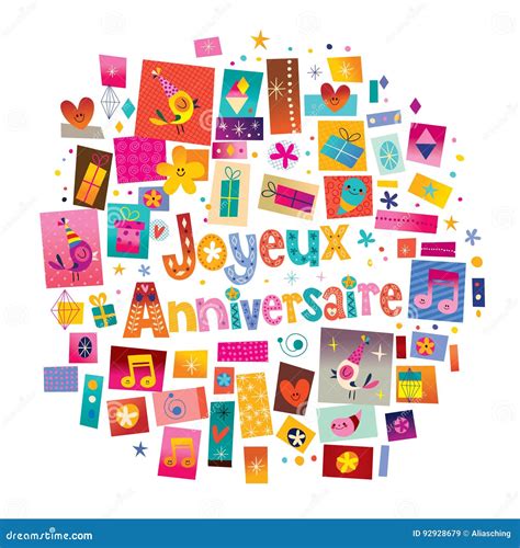 Joyeux Anniversaire Happy Birthday in French Stock Vector ...