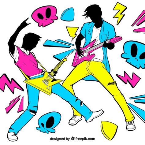 Eighties fundo de guitarristas | Vetor Grátis