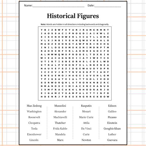 Historical Figures Word Search Puzzle Worksheet Activity PDF ...
