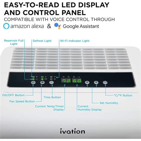 Ivation 50-Pint 3-Speed Wi-Fi Connected Dehumidifier ENERGY STAR (For ...