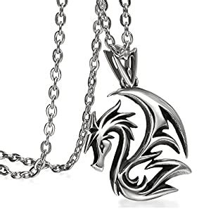 OIDEA Stainless Steel Bikers Gothic Dragon Pendant Necklace,Silver,for ...