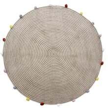 La'Grace Home Round Woven Jute Cotton Pompom Rug Multicolor 120 Cm Size ...