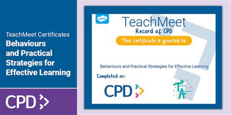 TeachMeet Certificate - Behaviours and Practical Strategies