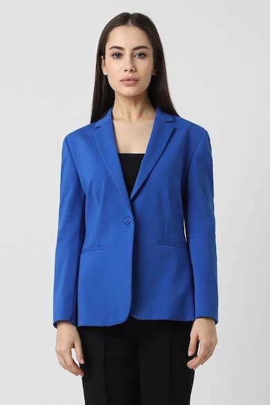 Buy Women Blue Solid Blazer Online - 925511 | Van Heusen