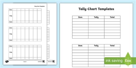 👉 Tally Chart Templates