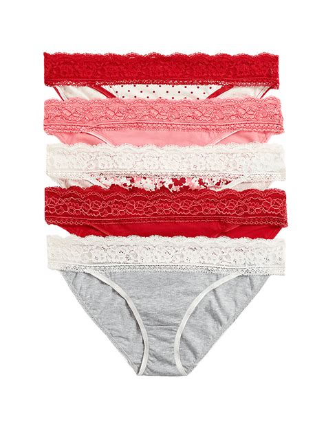 Buy Pack of 5 Printed Lace Trim Knickers at Marks & Spencer