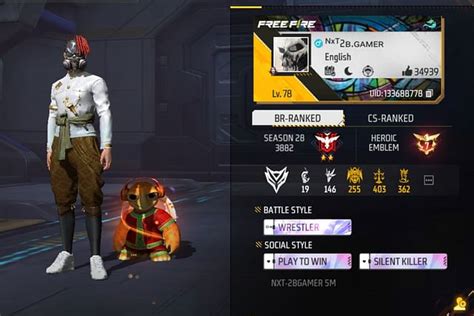 2B Gamer's Free Fire MAX ID, stats, K/D ratio, headshots, and monthly ...