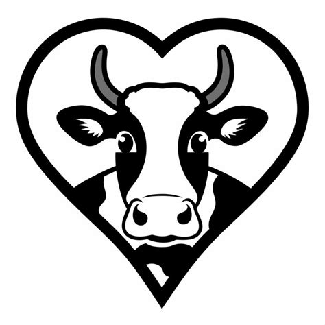 Cow in heart | Premium Vector