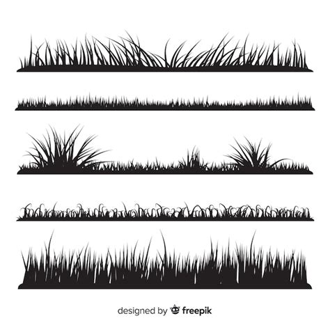 Kolekcja czarne sylwetki granicy trawy | Darmowy wektor