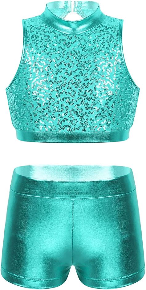 Sywiyi Kids Girls Shiny Metallic 2 Piece Dance India | Ubuy
