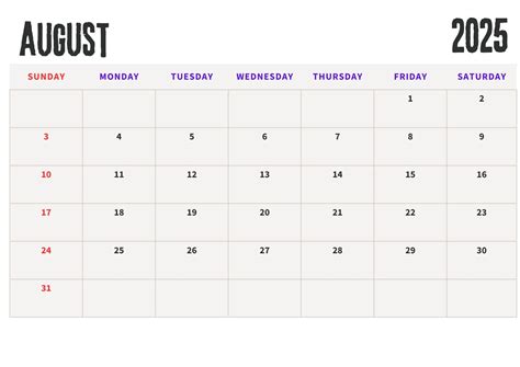 August 2025 Calendar
