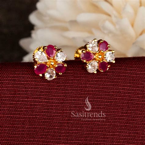 Micro Gold Plated Teardrop Floral AD Stud Earrings – Sasitrends